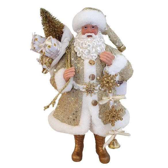 Père Noël blanc et or