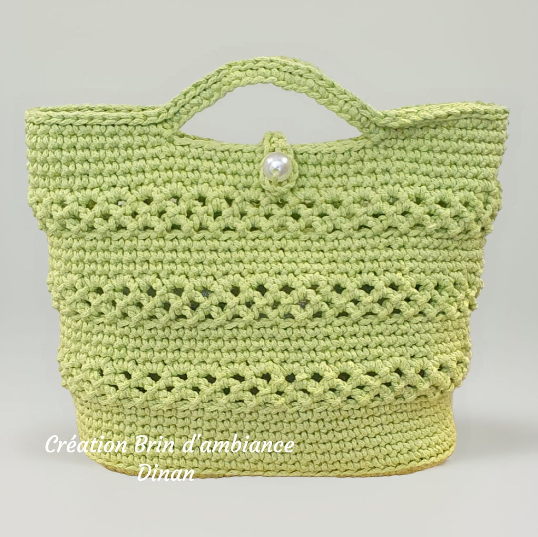Petit sac au crochet vert anis - Fait-main
