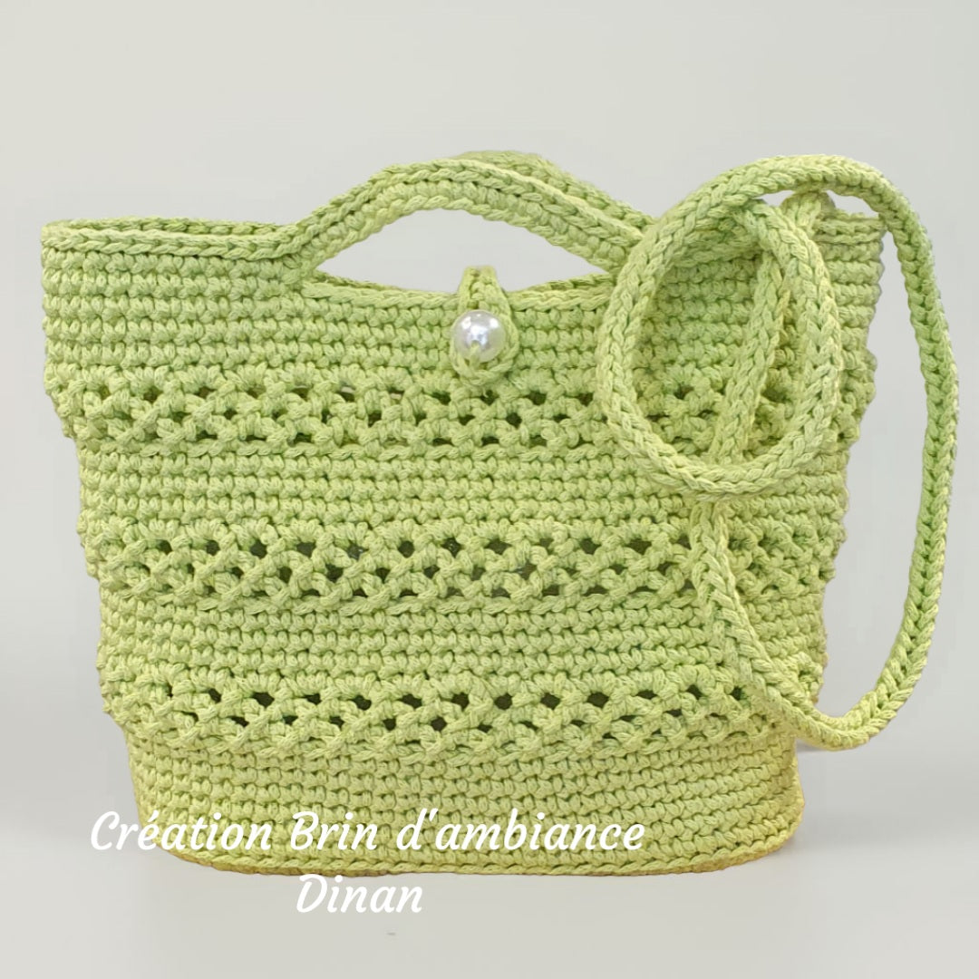 Petit sac au crochet vert anis - Fait-main