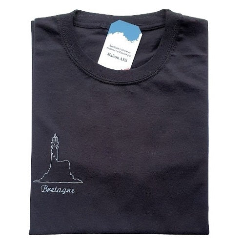 TEE-SHIRT NOIRE BRODÉ - PHARE BRETON