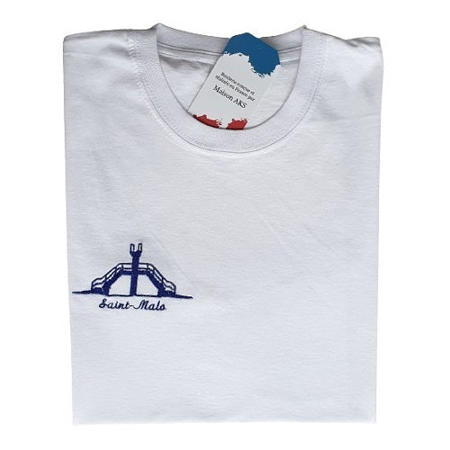 TEE-SHIRT BLANC BRODÉ - PLONGEOIR SAINT-MALO