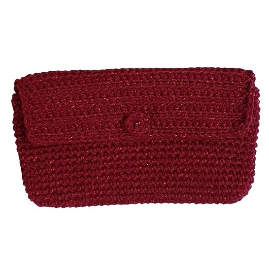 Pochette au crochet en coton rouge brillant