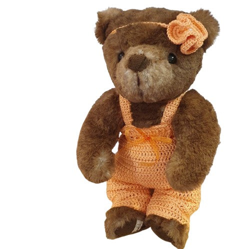 Ours en peluche RANGER en salopette abricot
