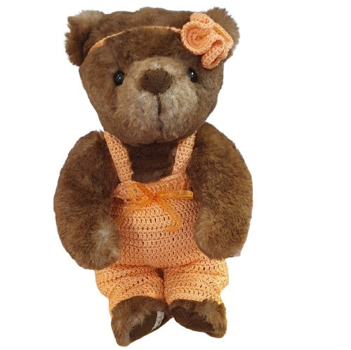 Ours en peluche RANGER en salopette abricot