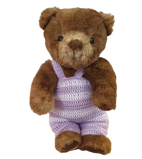 Ours en peluche RANGER en salopette mauve