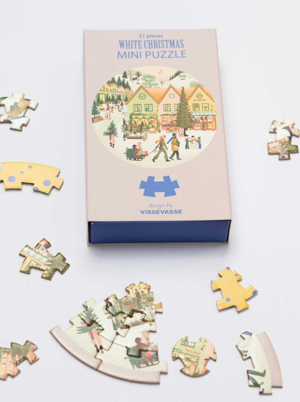 Mini puzzle rond White Christmas - Vissevasse - 31 pièces