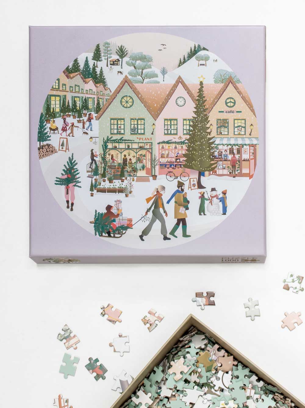 Puzzle rond White Christmas - Vissevasse - 1000 pièces