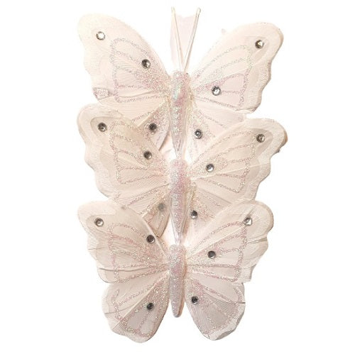 Papillons blancs et brillants X3