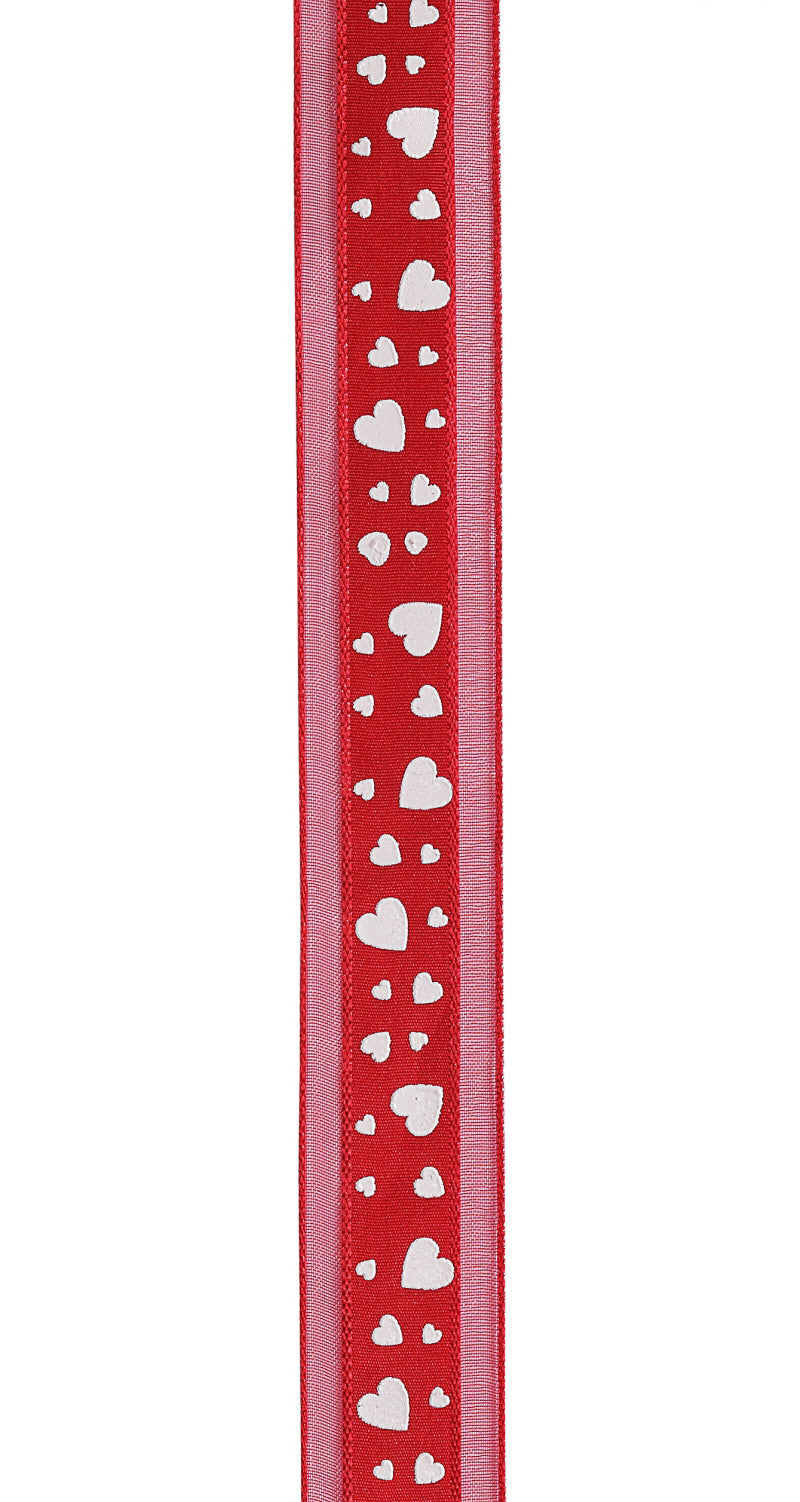 Ruban satin imprimé cœurs