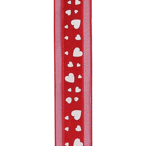 Ruban satin imprimé cœurs