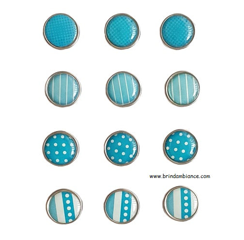 Lot de 12 mini magnets déco bleue