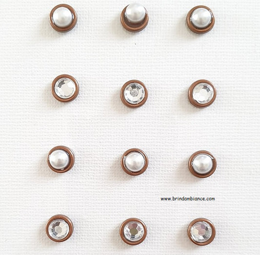 Lot de 12 mini magnets perles et diamants blancs