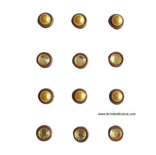 Lot de 12 mini magnets perles et diamants jaunes
