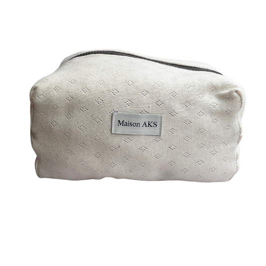 Trousse de toilette en maille pointelle crème