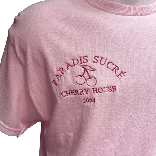 TEE-SHIRT ROSE BRODÉ - PARADIS SUCRÉ