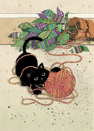 Carte avec un CHAT et sa pelote