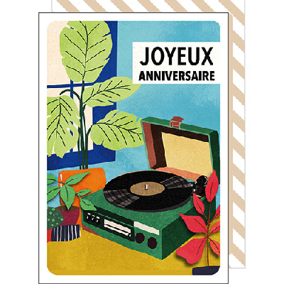 Carte Anniversaire - Tourne disque