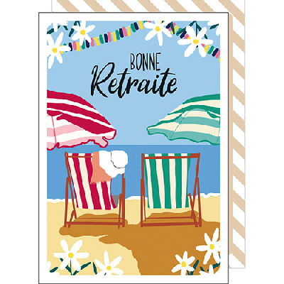 Carte Bonne retraite - Transats au bord de mer