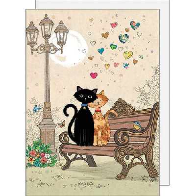 Carte avec 2 chats sur un banc