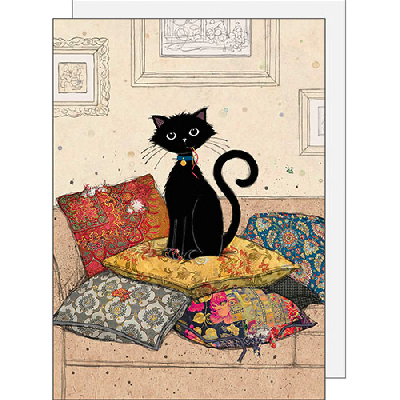 Carte avec un chat sur des coussins