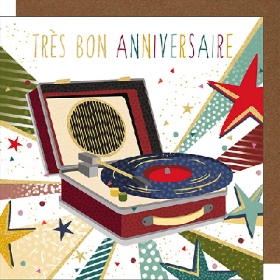 Carte anniversaire - un tourne disque