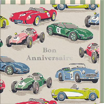 Carte double Voitures "Bon anniversaire"