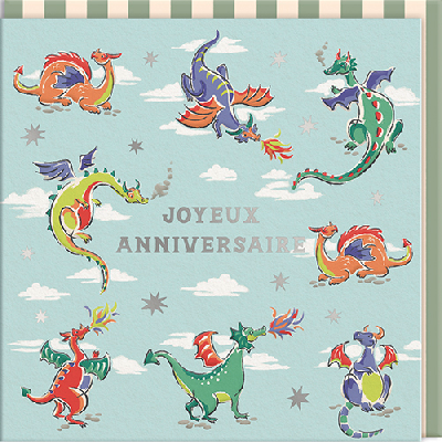 Carte double Petits Dinosaures "Joyeux anniversaire"