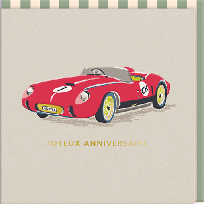 Carte double Voiture de course "Joyeux anniversaire"