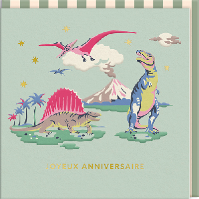 Carte double Dinosaures "Joyeux anniversaire"