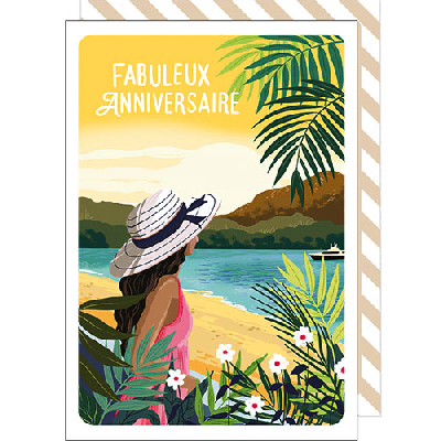 Carte Anniversaire - Femme sur une plage