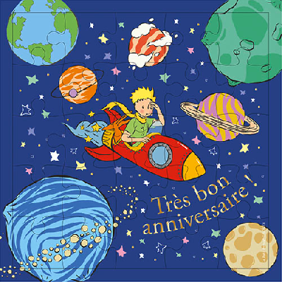 Carte Puzzle Anniversaire Le Petit Prince en avion  - 25 pièces