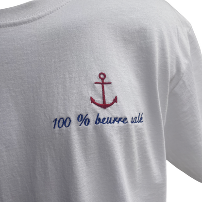 TEE-SHIRT BLANC BRODÉ - 100% BEURRE SALÉ