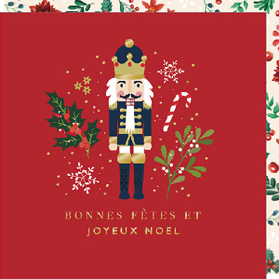 Carte double "Bonnes fêtes et joyeux Noël"