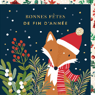 Carte double "Bonnes fêtes de fin d'année" - Renard