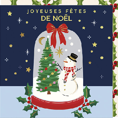 Carte double "Joyeuses fêtes de Noël" - Bonhomme de neige