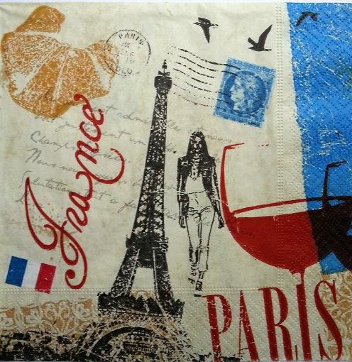 Serviette papier décor Vive la France