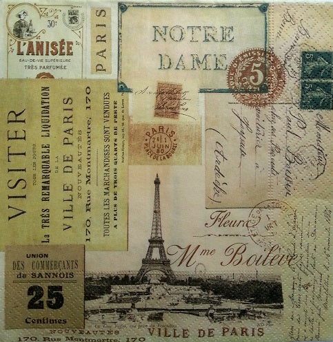 Serviette papier décor Vues de Paris