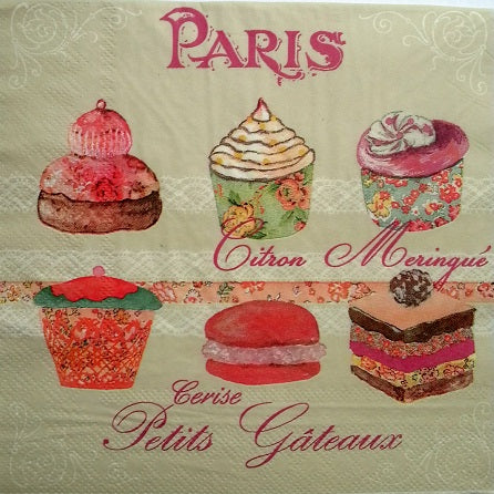 Serviette papier décor Cupcakes Paris