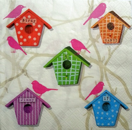 Serviette papier décor Nichoirs à oiseaux