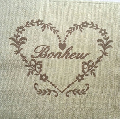 Serviette papier décor Bonheur dans coeur