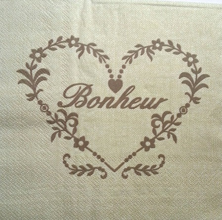 Serviette papier décor Bonheur dans coeur