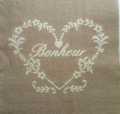 Serviette papier décor Bonheur dans coeur