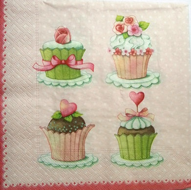 Serviette papier décor Lovely cupcakes