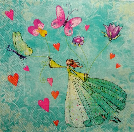 Serviette papier décor Fée et papillons
