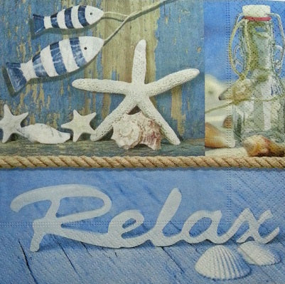 Serviette papier décor Relax et coquillages