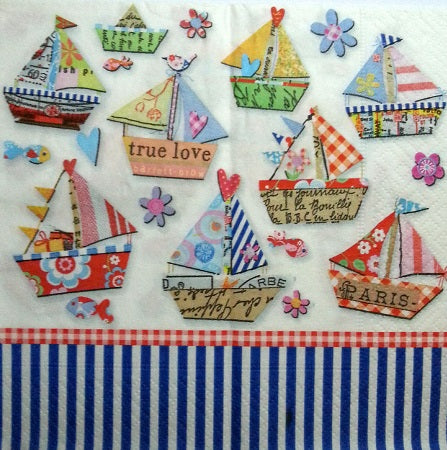 Serviette papier décor Petits bateaux