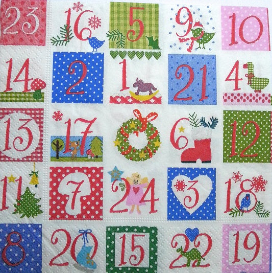Serviette papier décor Chiffres de l'Avent
