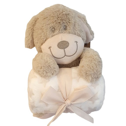 Peluche chien et son plaid