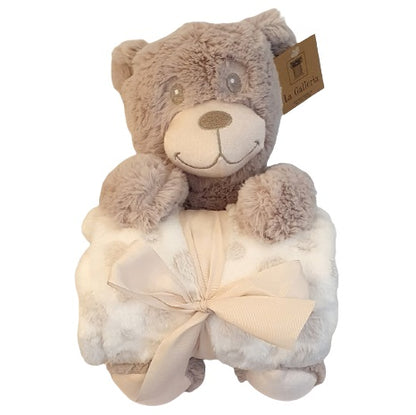 Peluche ours et son plaid