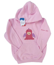 Charger l&#39;image dans la galerie, Sweat-shirt rose à capuche enfant - Broderie Petit dragon rose
